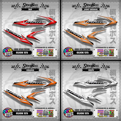 CLICK 125 DECALS ( VARIO HITAM STRIPING ) [ PREMIUM GLOSSY LAMINATED ]【WITH FREEBIES】