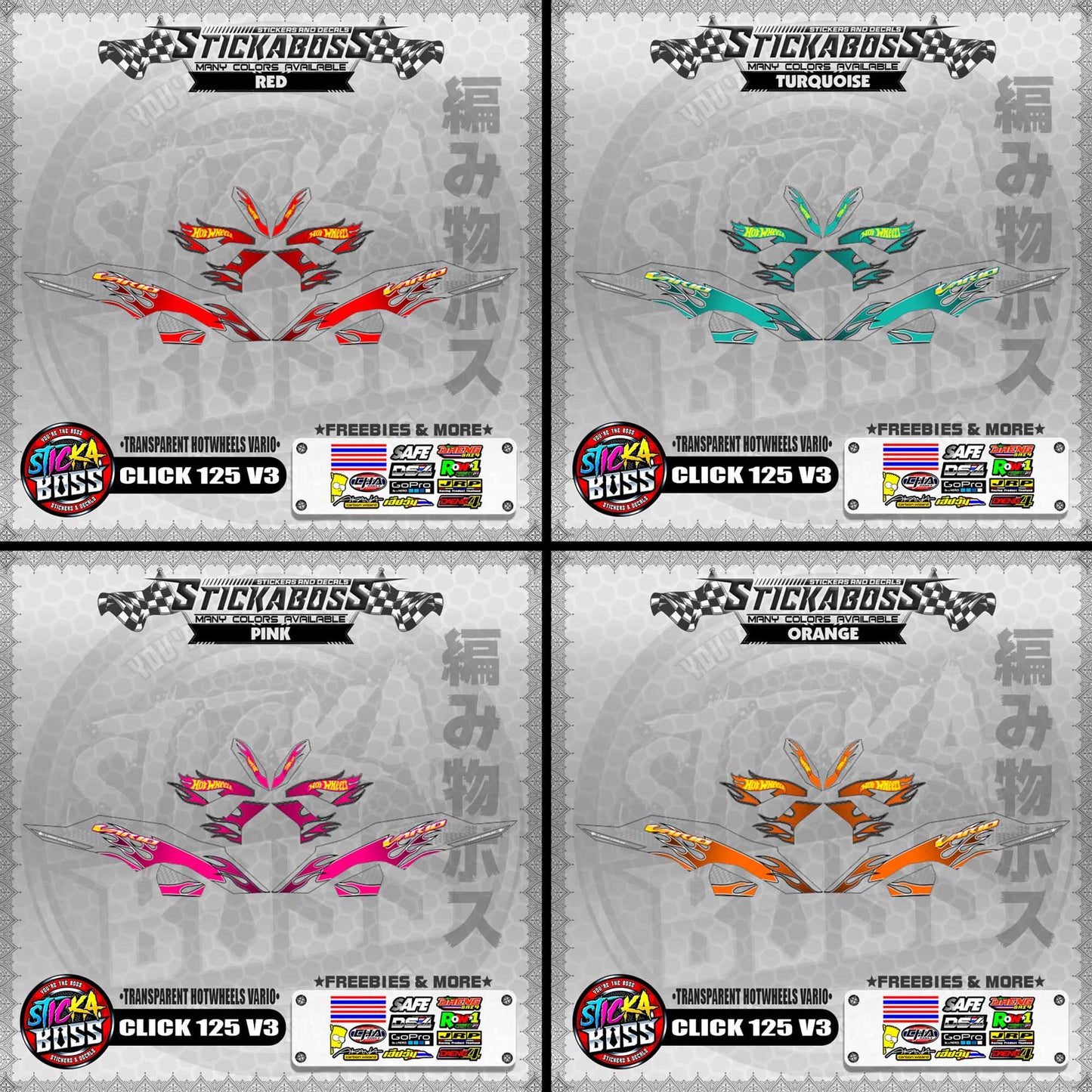 [PREMIUM UV PRINT ] TRANSPARENT CLICK 125 V3 DECALS ( HOTWHEELS VARIO )【WITH FREEBIES】