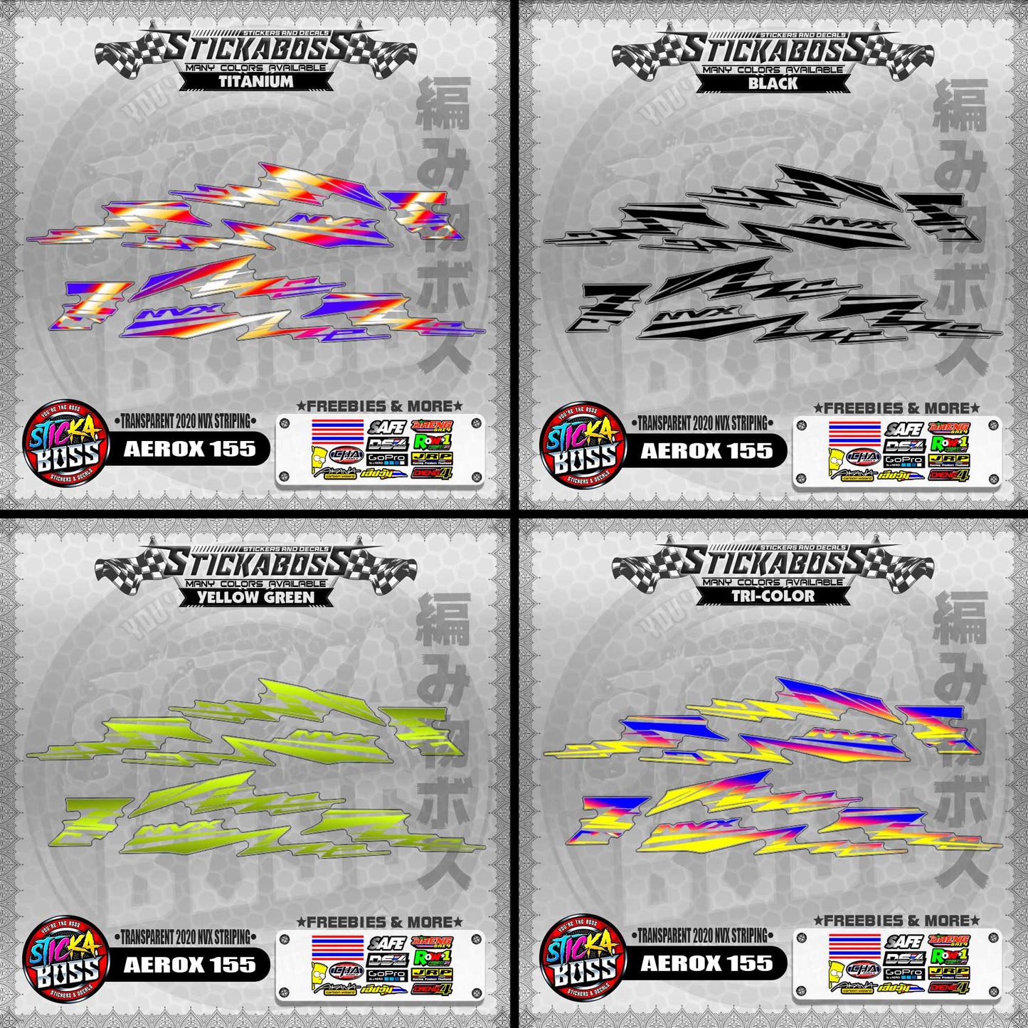 【PREMIUM UV PRINT】TRANSPARENT AEROX 155 DECALS ( 2020 NVX STRIPING )【WITH FREEBIES】