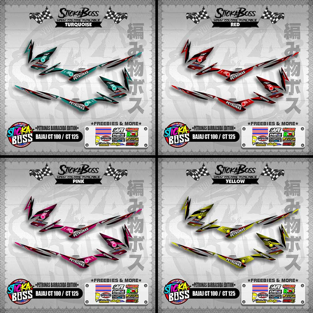 BAJAJ CT 100  / CT 125 DECALS ( PETRONAS BARRACUDA EDITION )【WITH FREEBIES】