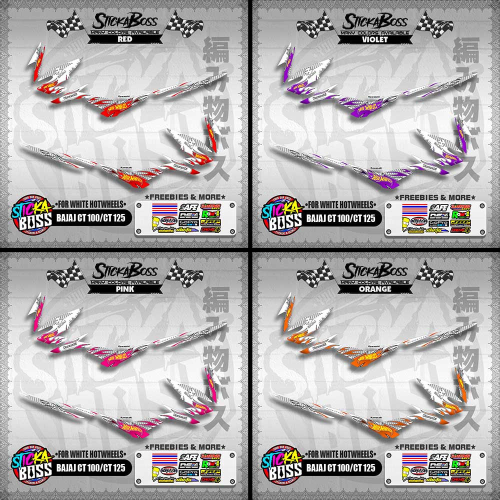 BAJAJ CT 100 / CT 125 DECALS ( FOR WHITE HOTWHEELS DESIGN )【WITH FREEBIES】