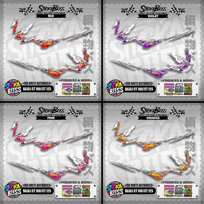 BAJAJ CT 100 / CT 125 DECALS ( FOR WHITE HOTWHEELS DESIGN )【WITH FREEBIES】