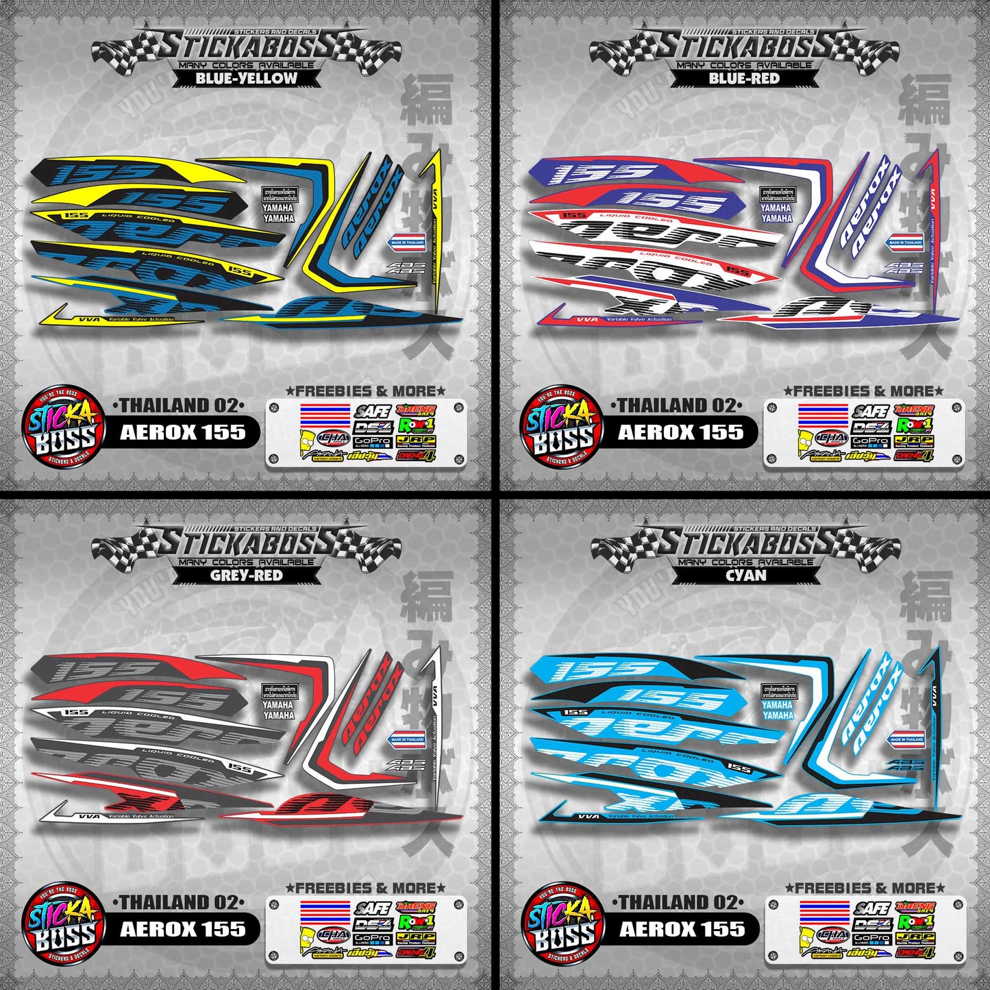 AEROX 155 2020 STOCK DECALS ( THAILAND 02 )【WITH FREEBIES】