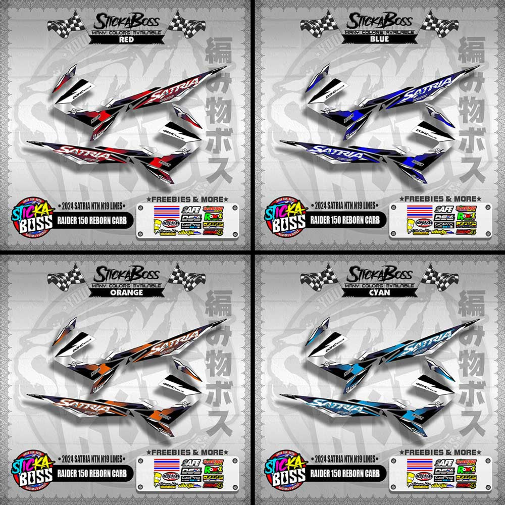 RAIDER 150 REBORN CARB DECALS ( 2024 SATRIA NTN N19 LINES )【WITH FREEBIES】