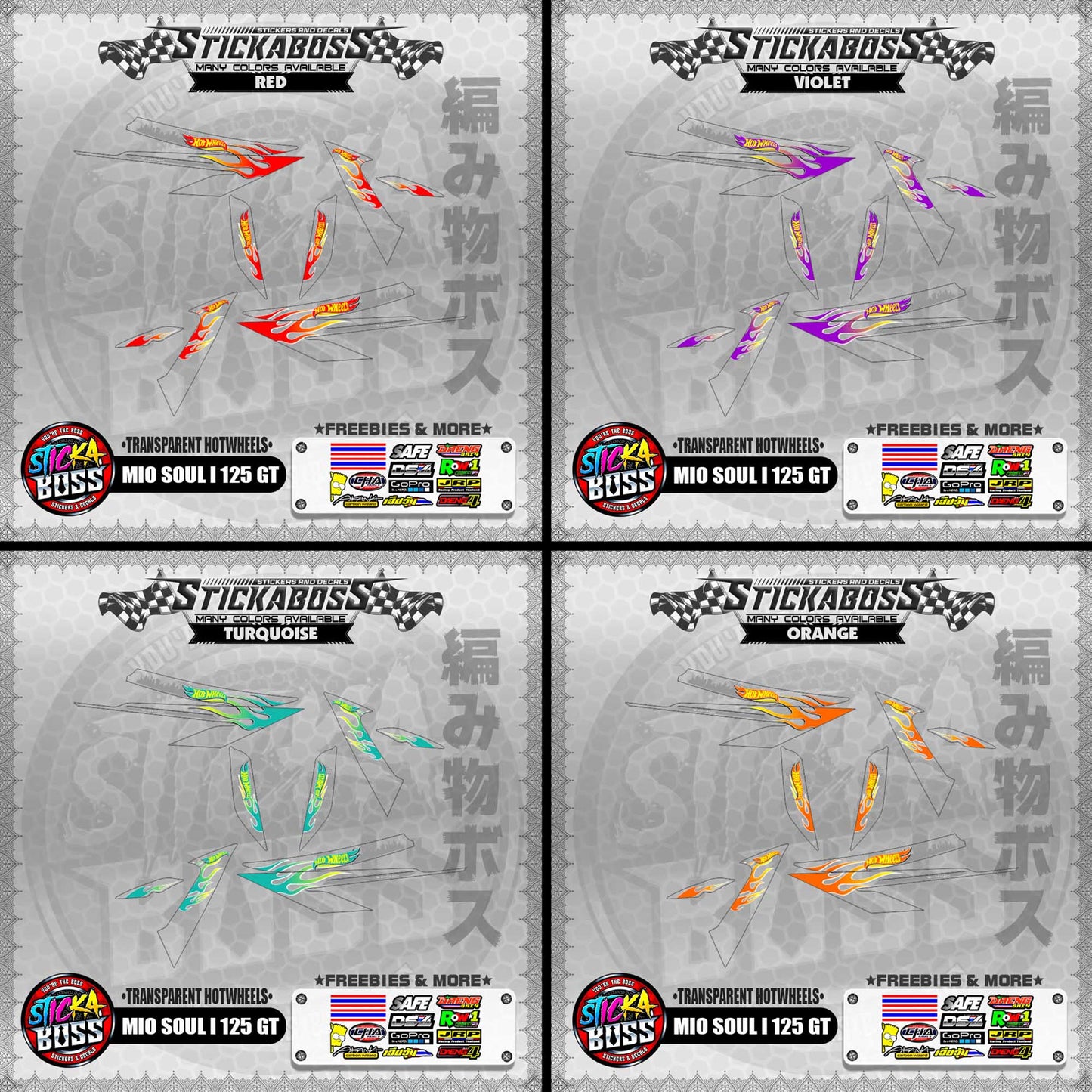 【PREMIUM UV PRINT】TRANSPARENT MIO SOUL I 125 GT DECALS ( TRANSPARENT HOTWHEELS )【WITH FREEBIES】