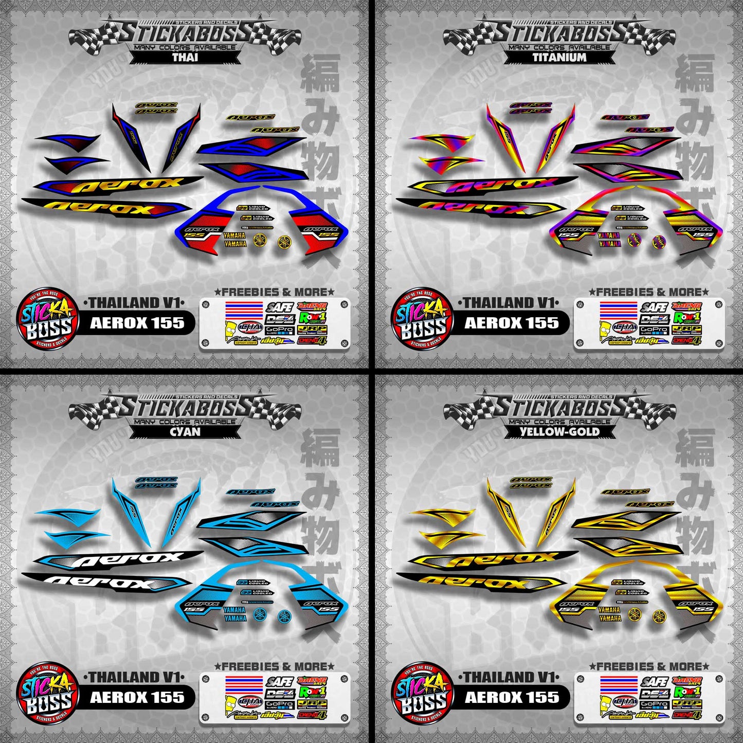 AEROX 155 2020 STOCK DECALS ( THAILAND V1 )【WITH FREEBIES】