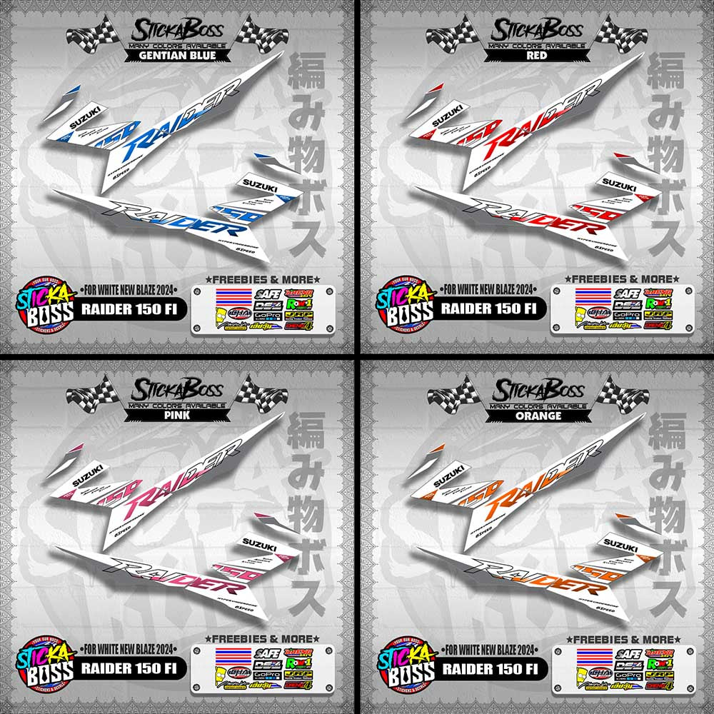 RAIDER 150 Fi STOCK DECALS ( FOR WHITE NEW BLAZE 2024 )【WITH FREEBIES】