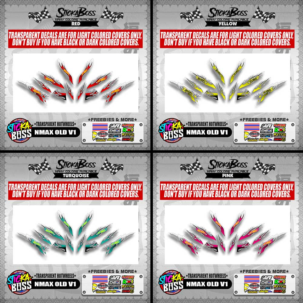 NMAX OLD V1 DECALS ( TRANSPARENT HOTWHEELS )【WITH FREEBIES】