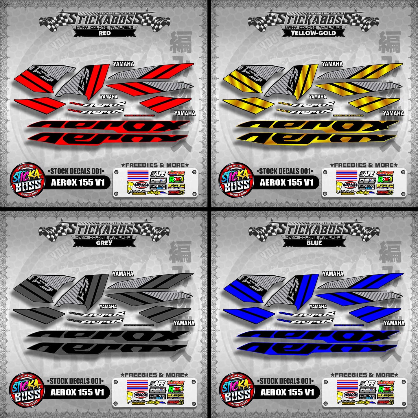 AEROX 155 V1 ( STOCK DECALS 001 )【WITH FREEBIES】