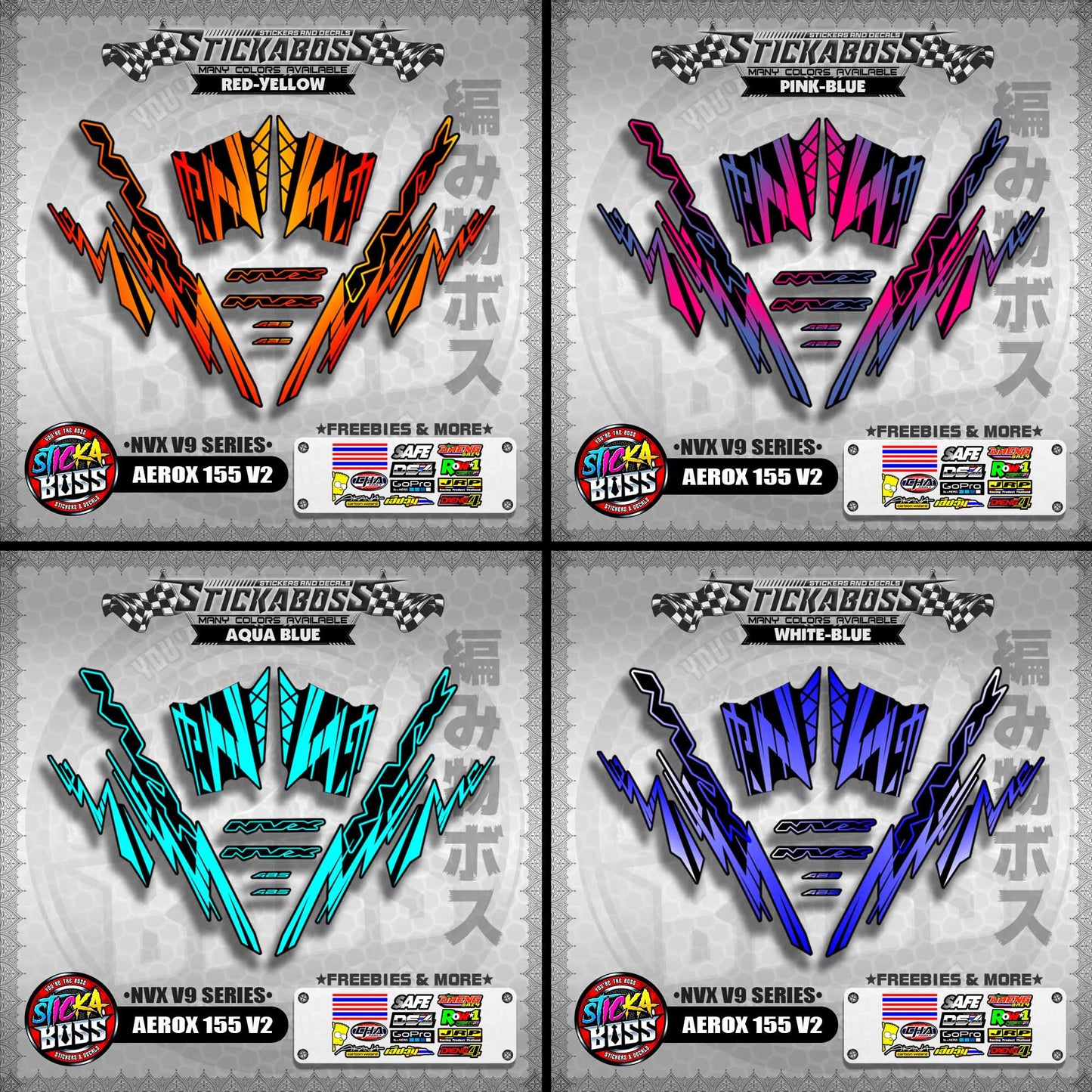 AEROX 155 V2 DECALS ( NVX V9 SERIES )【WITH FREEBIES】