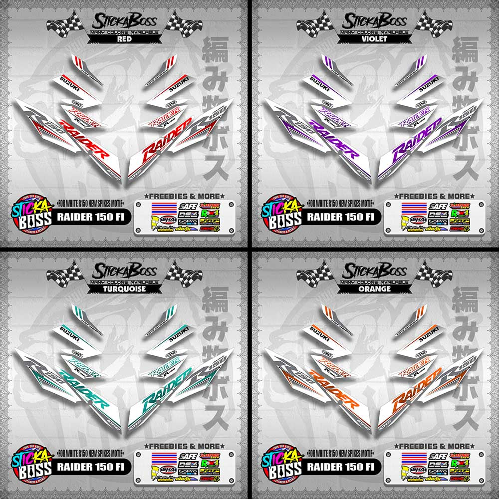 RAIDER 150 FI DECALS ( FOR WHITE R150 NEW SPIKES MOTIF )【WITH FREEBIES】