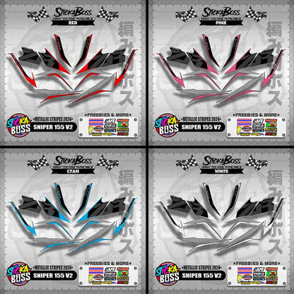 SNIPER 155 V2 DECALS ( METALLIC STRIPES 2024 ) [ PREMIUM GLOSSY LAMINATED ]【WITH FREEBIES】