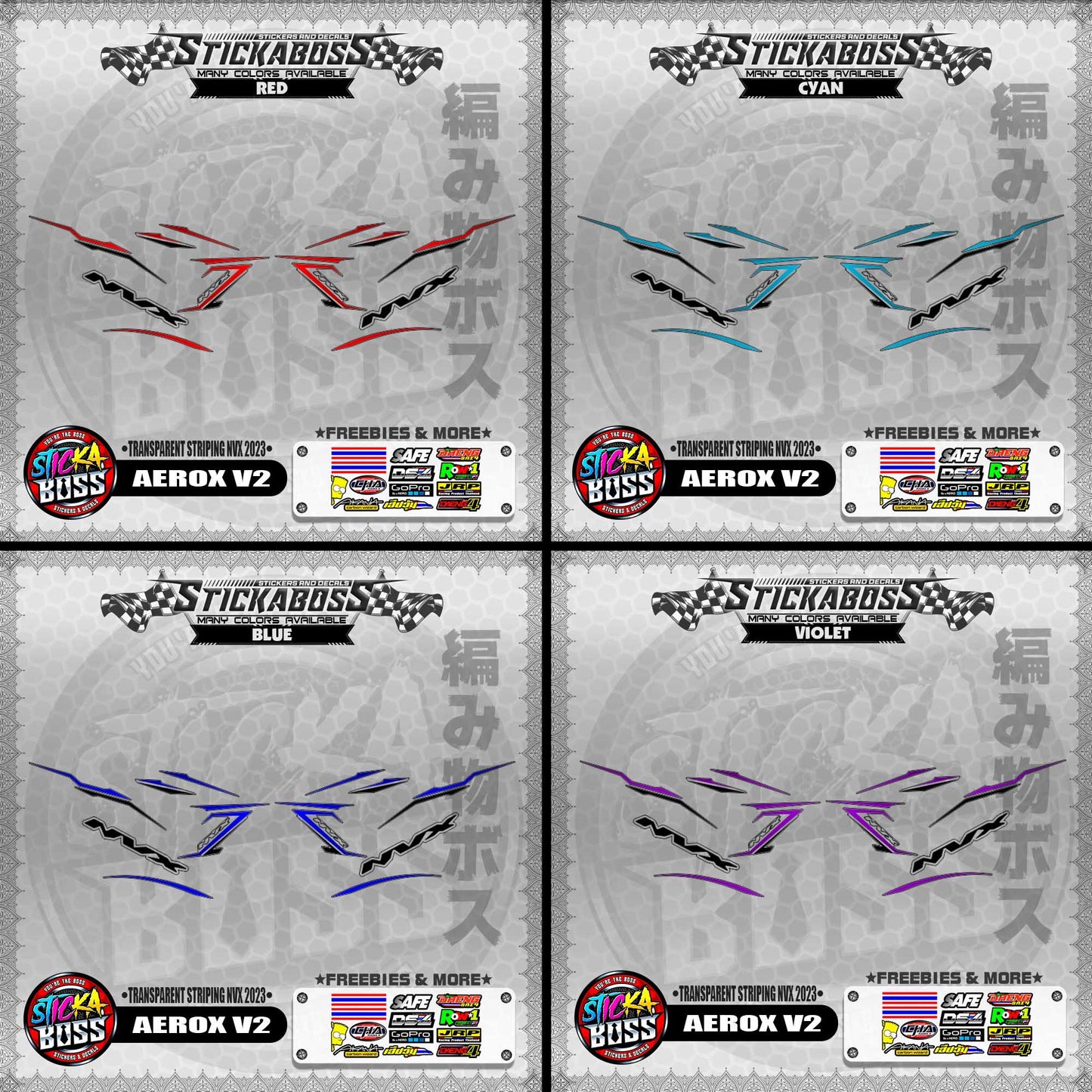 【PREMIUM UV PRINT】TRANSPARENT AEROX V2 DECALS ( STRIPING NVX 2023 )【WITH FREEBIES】