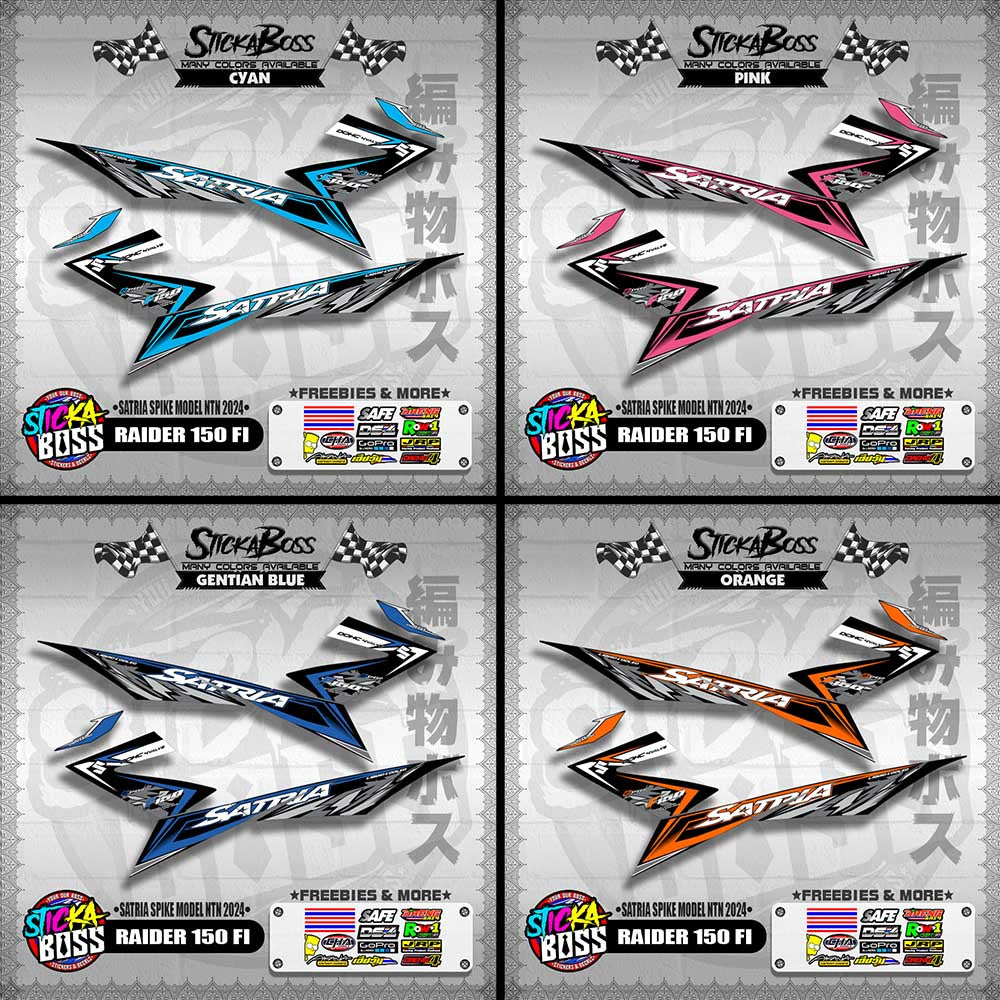 RAIDER 150 Fi DECALS ( SATRIA SPIKE MODEL NTN 2024 ) [ PREMIUM GLOSSY LAMINATED ]【WITH FREEBIES】