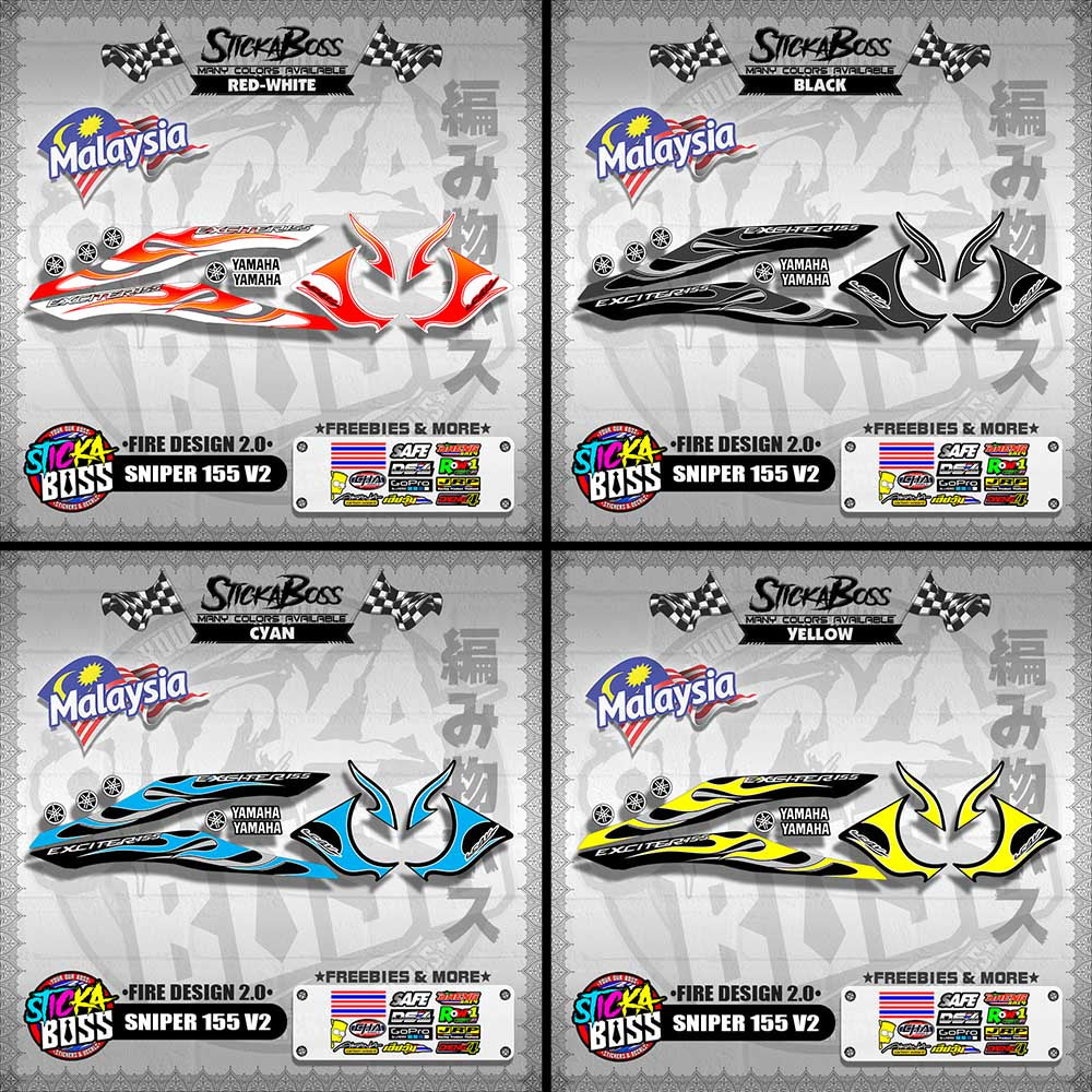 SNIPER 155 V2 MALAYSIAN DECALS ( FIRE DESIGN 2.0 )【WITH FREEBIES】