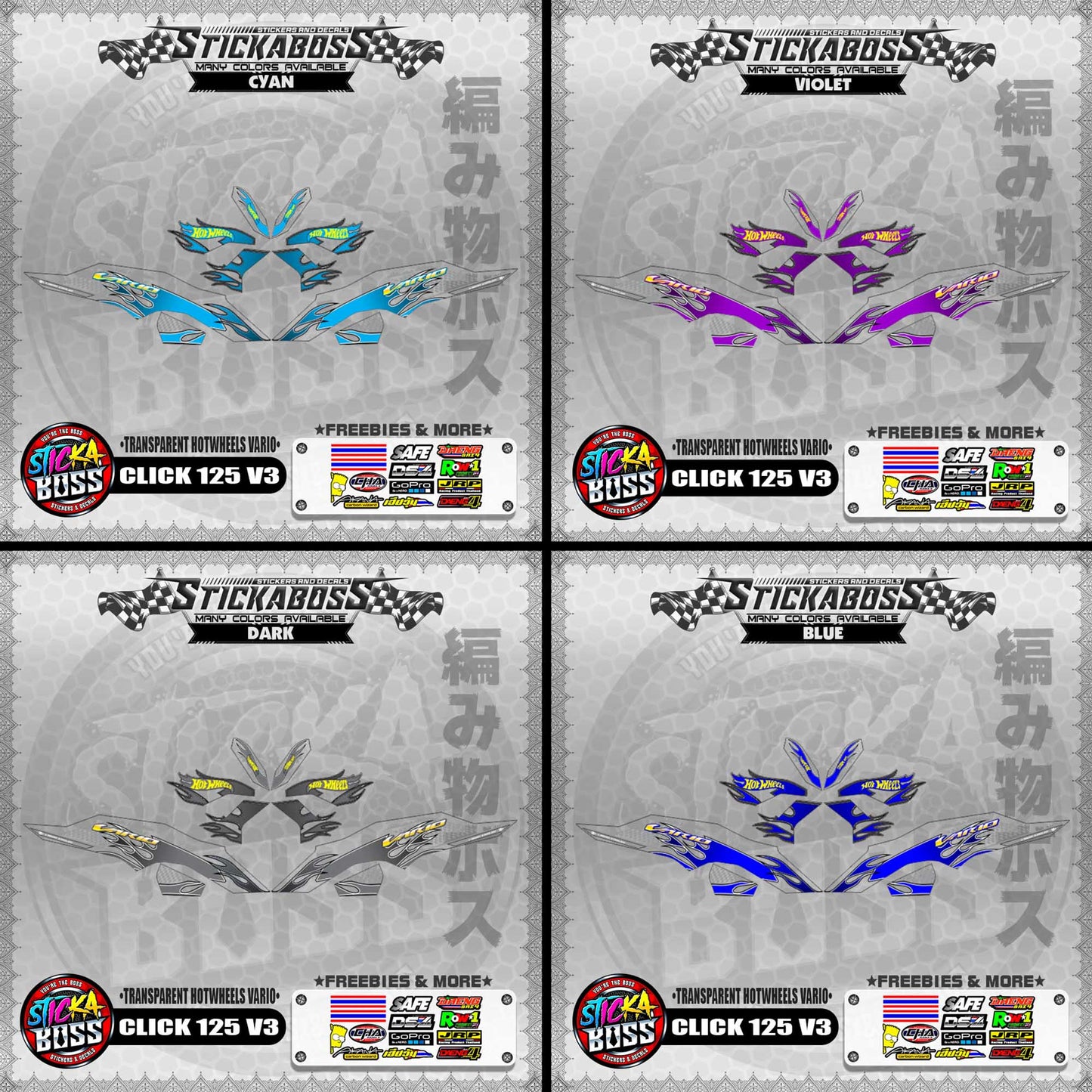 [PREMIUM UV PRINT ] TRANSPARENT CLICK 125 V3 DECALS ( HOTWHEELS VARIO )【WITH FREEBIES】