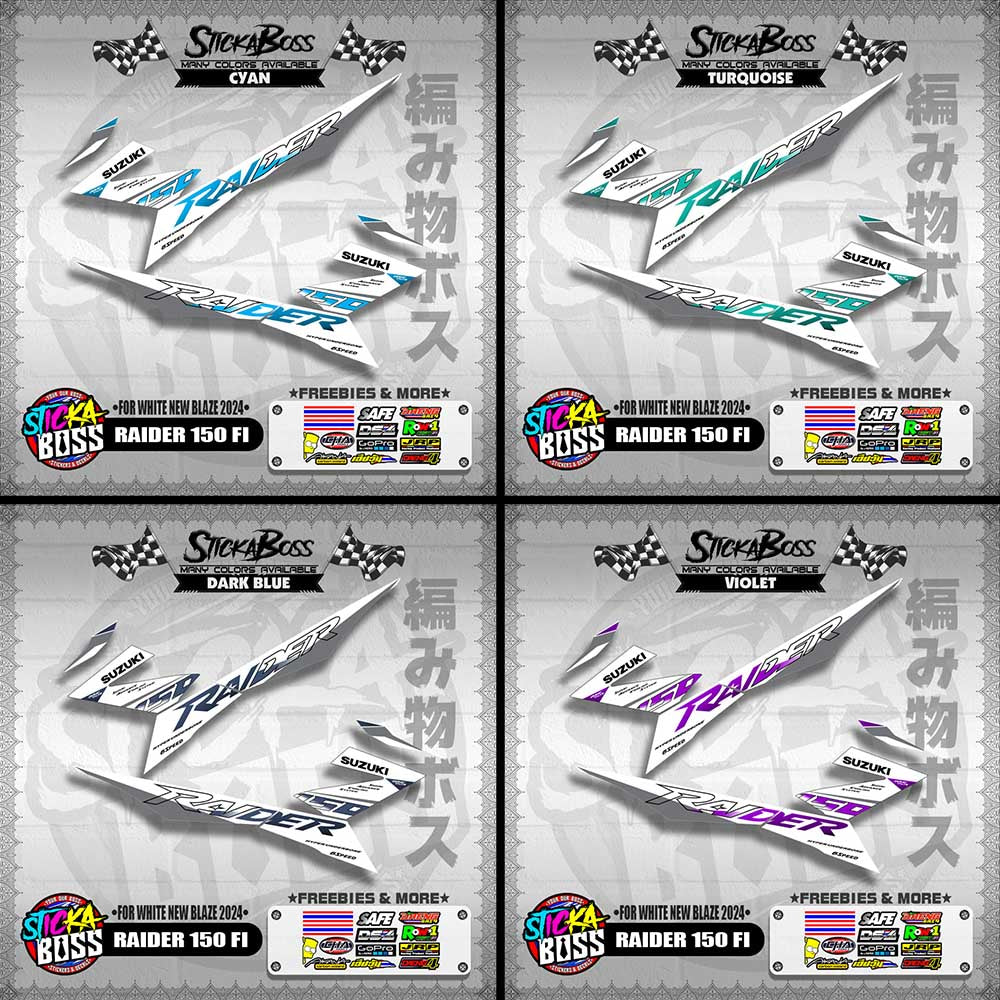 RAIDER 150 Fi STOCK DECALS ( FOR WHITE NEW BLAZE 2024 )【WITH FREEBIES】