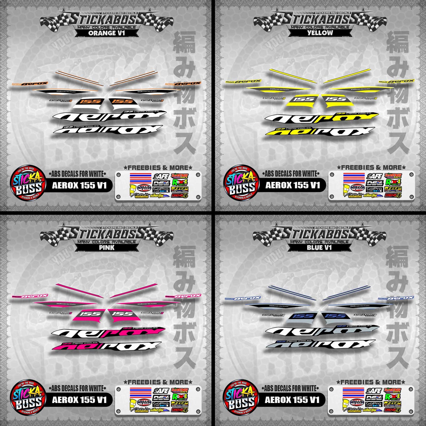 AEROX 155 V1 DECALS ( ABS DECALS FOR WHITE ) 【WITH FREEBIES】