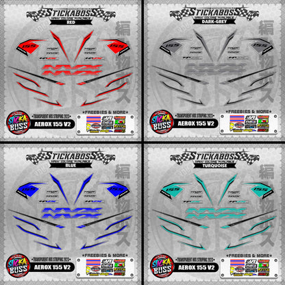 【PREMIUM UV PRINT】TRANSPARENT AEROX 155 V2 DECALS ( NVX STRIPING 2023 )【WITH FREEBIES】