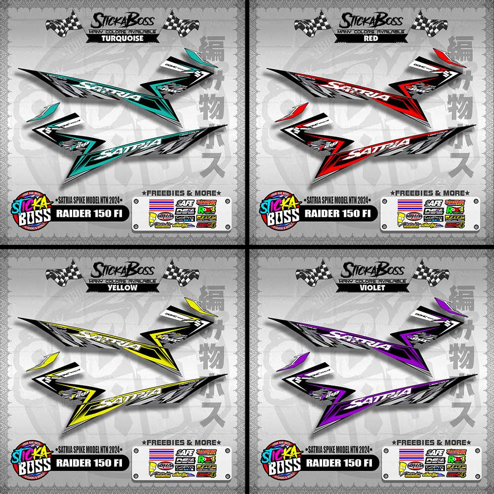 RAIDER 150 Fi DECALS ( SATRIA SPIKE MODEL NTN 2024 ) [ PREMIUM GLOSSY LAMINATED ]【WITH FREEBIES】