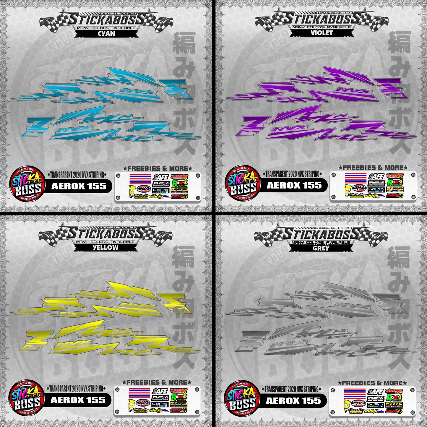 【PREMIUM UV PRINT】TRANSPARENT AEROX 155 DECALS ( 2020 NVX STRIPING )【WITH FREEBIES】