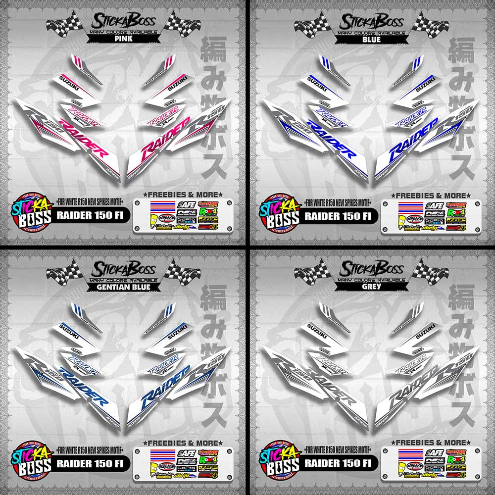 RAIDER 150 FI DECALS ( FOR WHITE R150 NEW SPIKES MOTIF )【WITH FREEBIES】