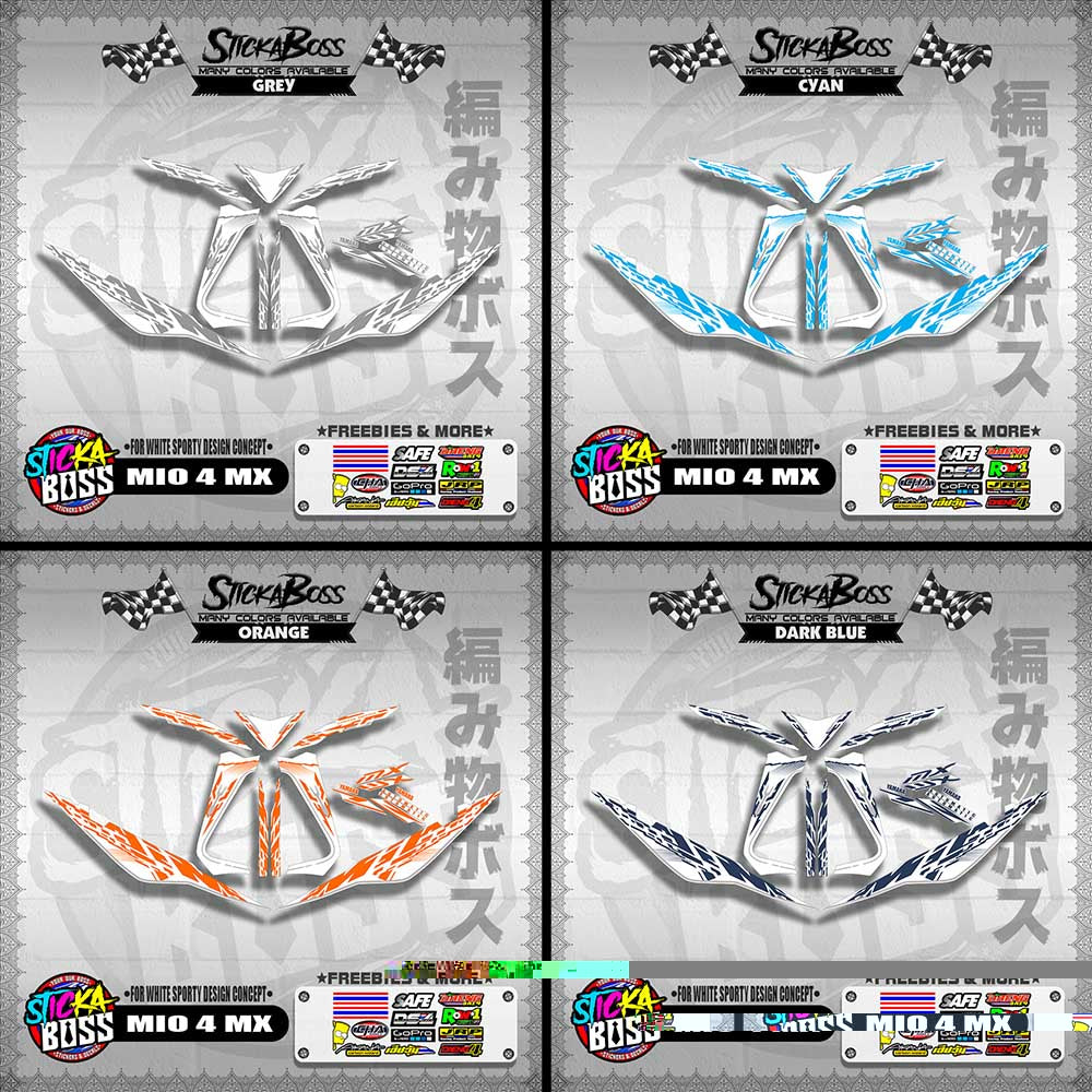 MIO 4 MX DECALS ( FOR WHITE SPORTY DESIGN CONCEPT )【WITH FREEBIES】