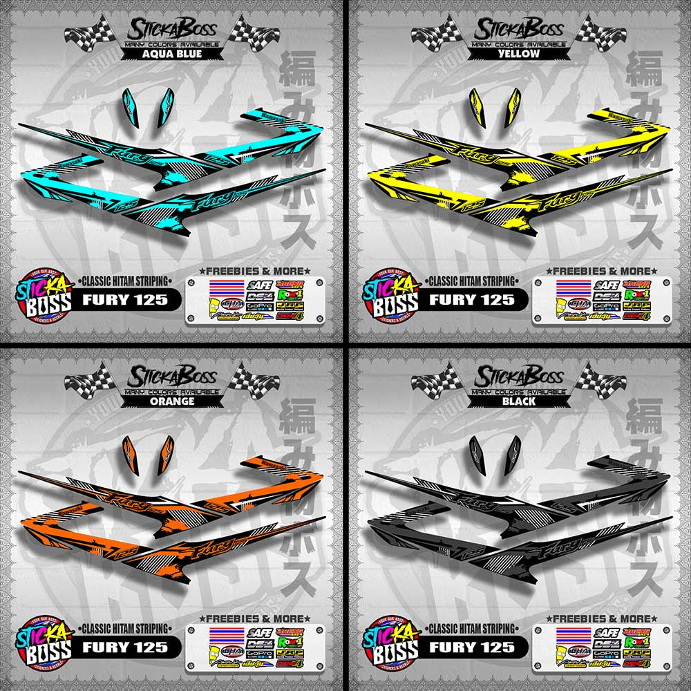 FURY 125 DECALS ( CLASSIC HITAM STRIPING )【WITH FREEBIES】