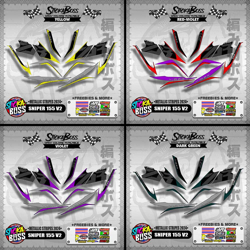 SNIPER 155 V2 DECALS ( METALLIC STRIPES 2024 ) [ PREMIUM GLOSSY LAMINATED ]【WITH FREEBIES】