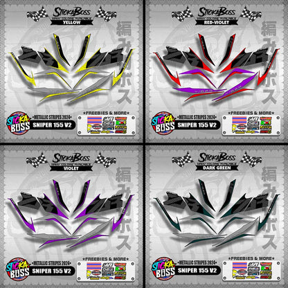 SNIPER 155 V2 DECALS ( METALLIC STRIPES 2024 ) [ PREMIUM GLOSSY LAMINATED ]【WITH FREEBIES】