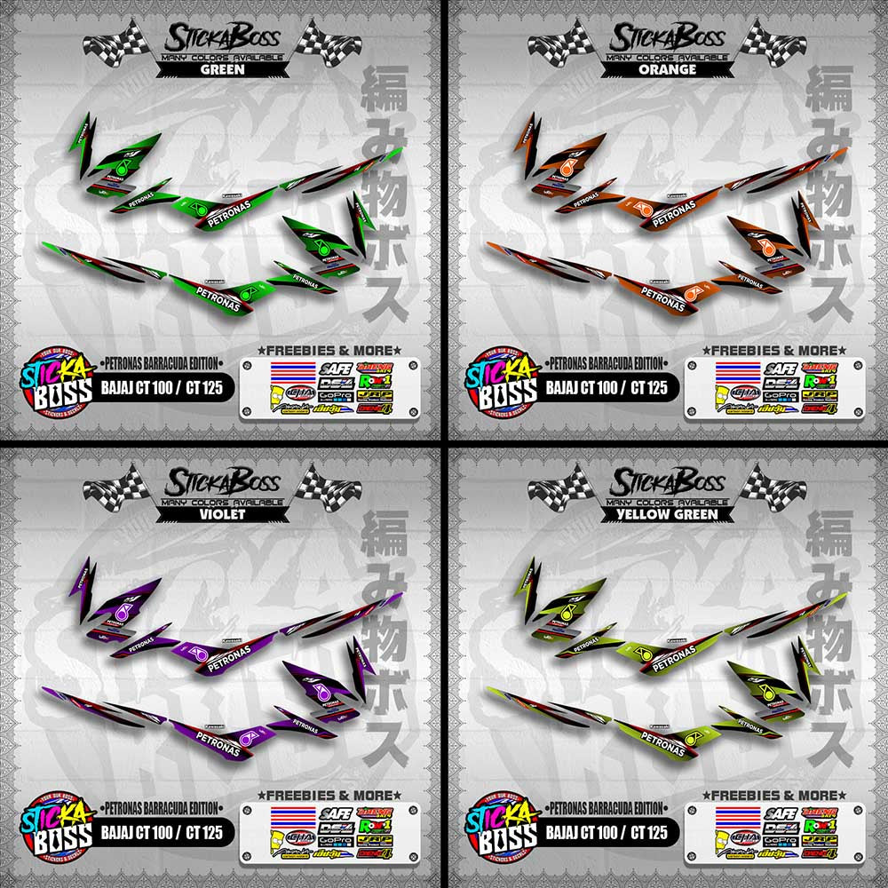 BAJAJ CT 100  / CT 125 DECALS ( PETRONAS BARRACUDA EDITION )【WITH FREEBIES】