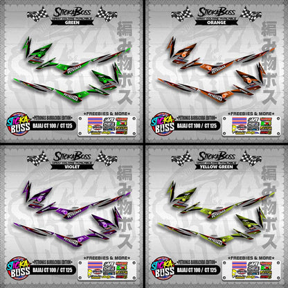 BAJAJ CT 100  / CT 125 DECALS ( PETRONAS BARRACUDA EDITION )【WITH FREEBIES】