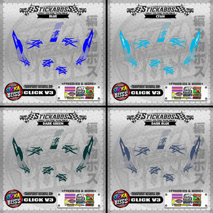 【PREMIUM UV PRINT】TRANSPARENT CLICK V3 DECALS ( TRANSPARENT HAYABUSA JDM )【WITH FREEBIES】