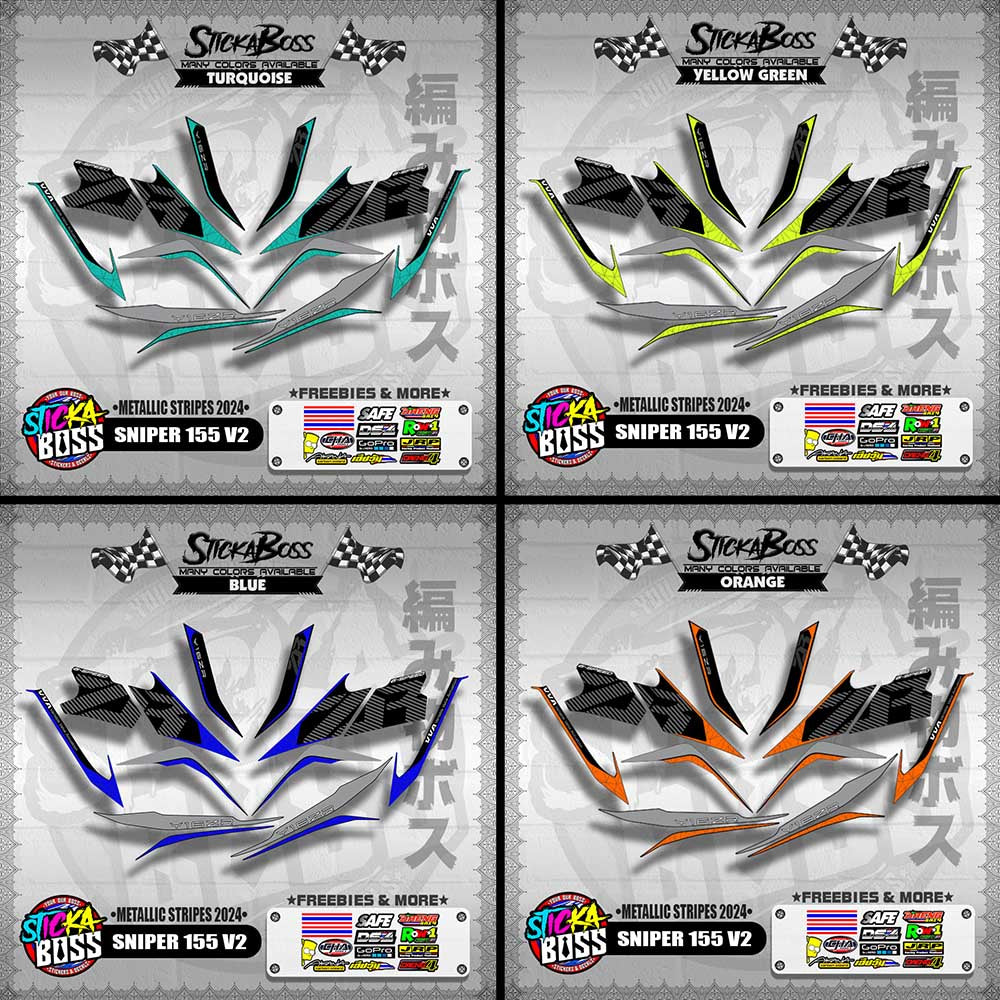 SNIPER 155 V2 DECALS ( METALLIC STRIPES 2024 ) [ PREMIUM GLOSSY LAMINATED ]【WITH FREEBIES】