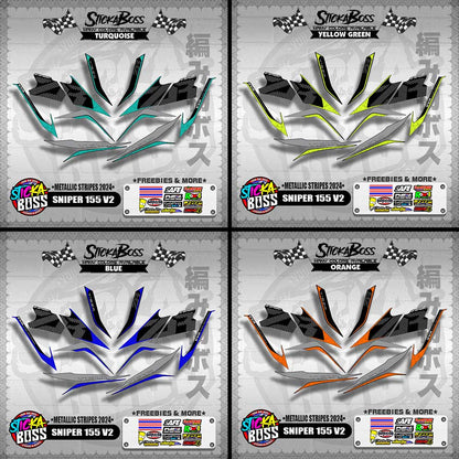 SNIPER 155 V2 DECALS ( METALLIC STRIPES 2024 ) [ PREMIUM GLOSSY LAMINATED ]【WITH FREEBIES】