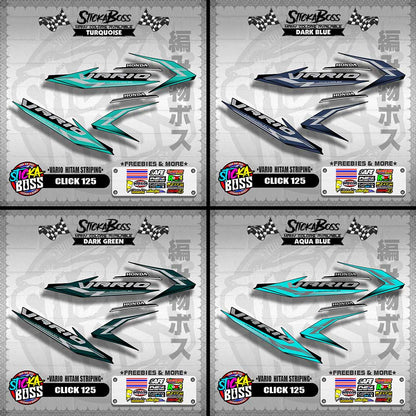 CLICK 125 DECALS ( VARIO HITAM STRIPING ) [ PREMIUM GLOSSY LAMINATED ]【WITH FREEBIES】