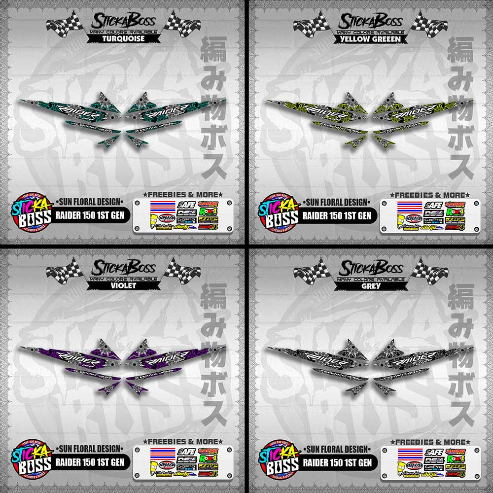 RAIDER 150 1ST GEN DECALS ( SUN FLORAL DESIGN )【WITH FREEBIES】