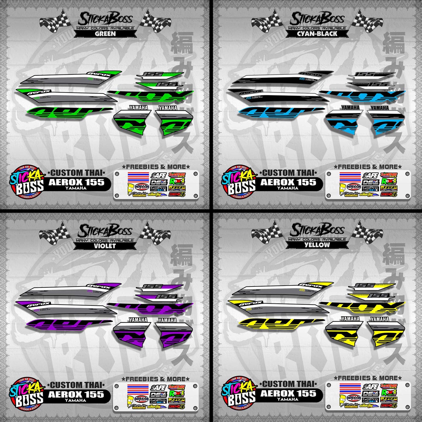 AEROX 155 DECALS ( CUSTOM THAI )【WITH FREEBIES】