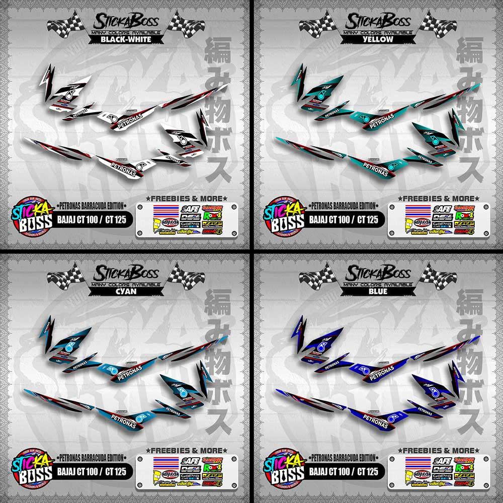 BAJAJ CT 100  / CT 125 DECALS ( PETRONAS BARRACUDA EDITION )【WITH FREEBIES】