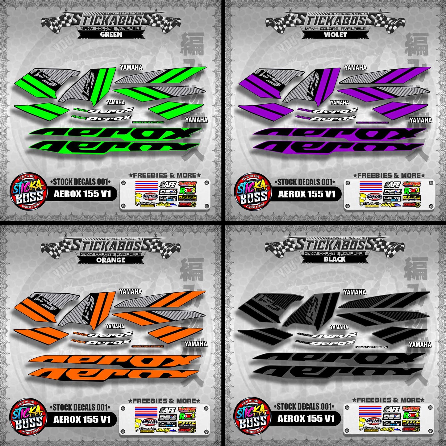 AEROX 155 V1 ( STOCK DECALS 001 )【WITH FREEBIES】