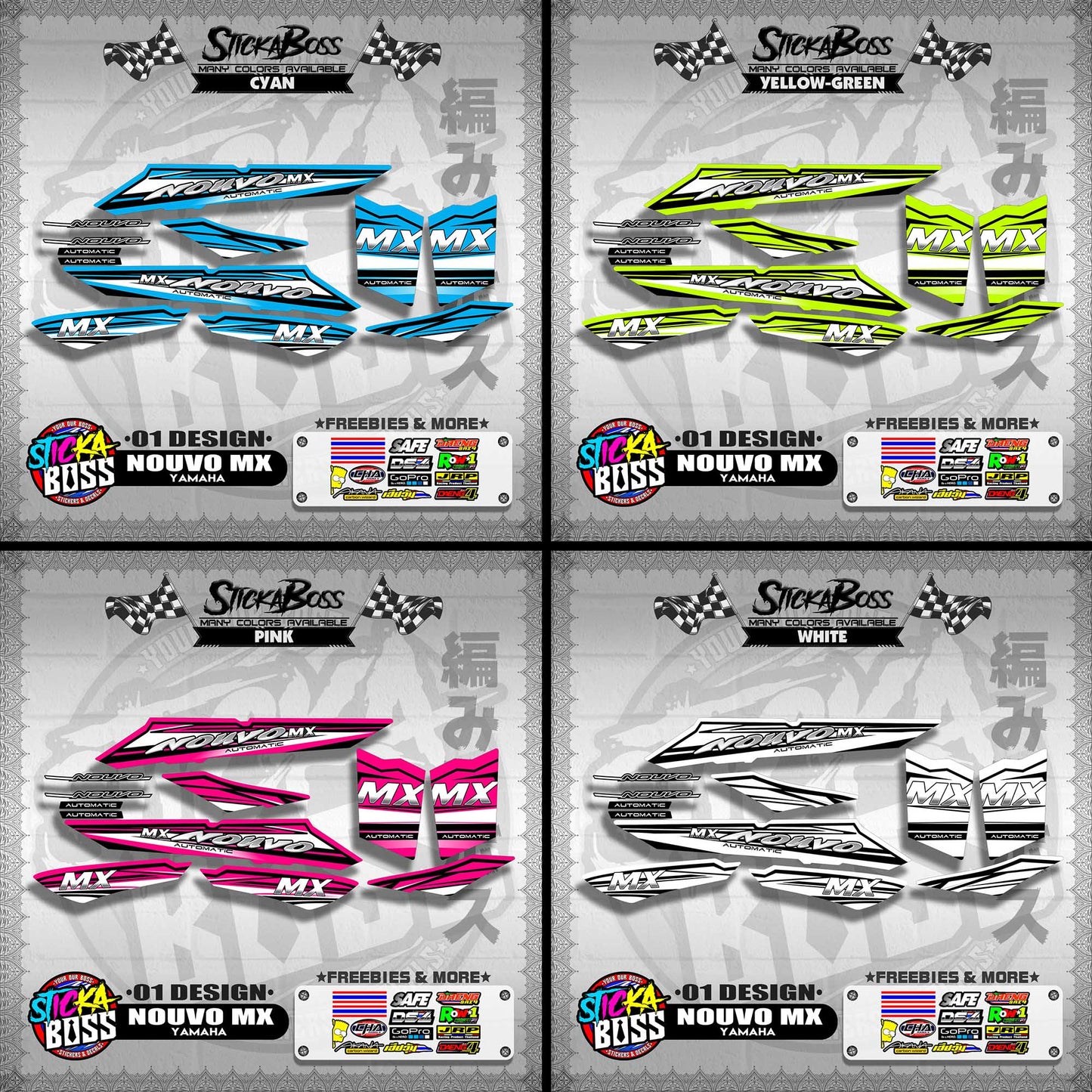 NOUVO MX STOCK DECALS ( 01 DESIGN )【WITH FREEBIES】