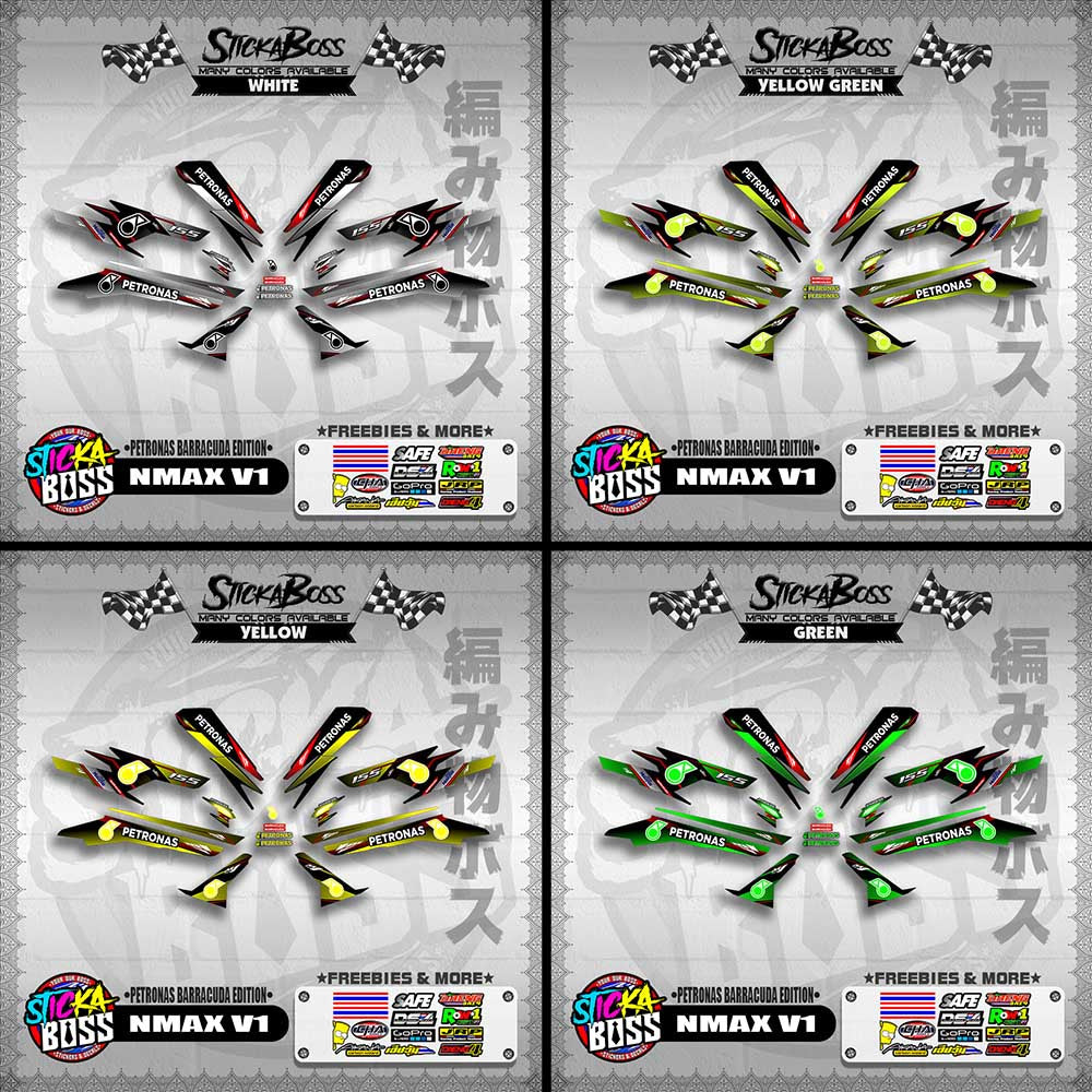 NMAX V1 DECALS ( PETRONAS BARRACUDA EDITION )【WITH FREEBIES】