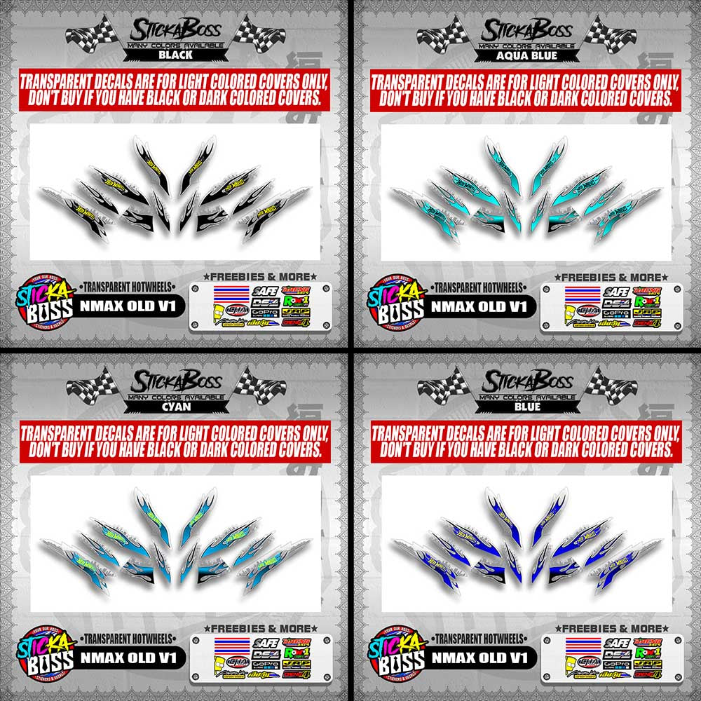 NMAX OLD V1 DECALS ( TRANSPARENT HOTWHEELS )【WITH FREEBIES】