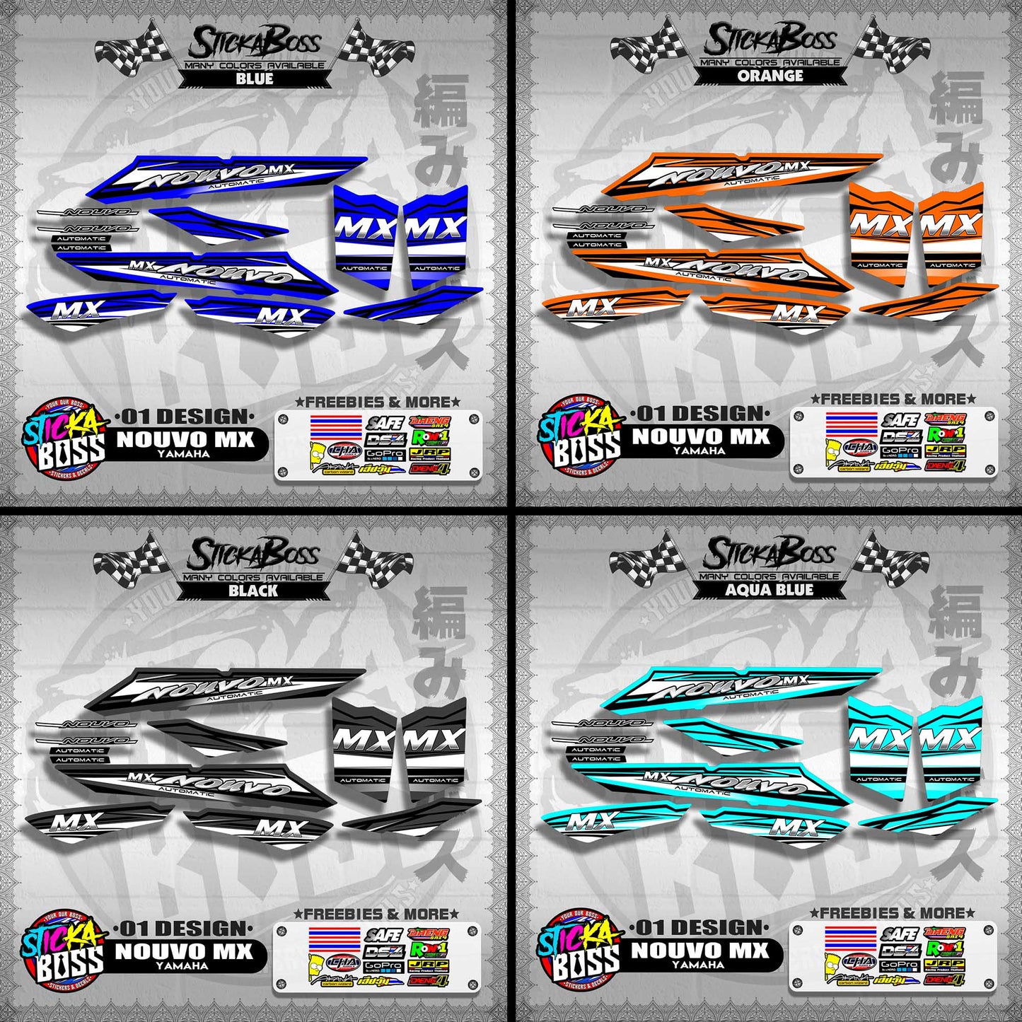 NOUVO MX STOCK DECALS ( 01 DESIGN )【WITH FREEBIES】