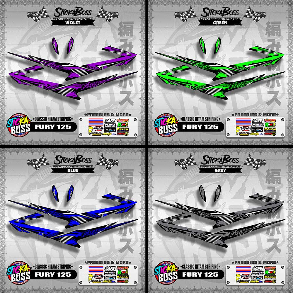 FURY 125 DECALS ( CLASSIC HITAM STRIPING )【WITH FREEBIES】