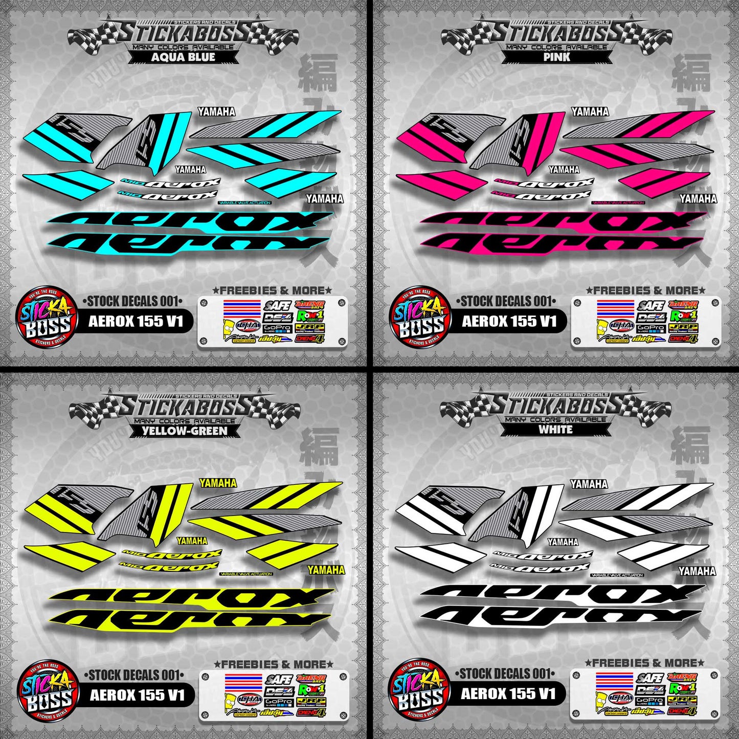 AEROX 155 V1 ( STOCK DECALS 001 )【WITH FREEBIES】