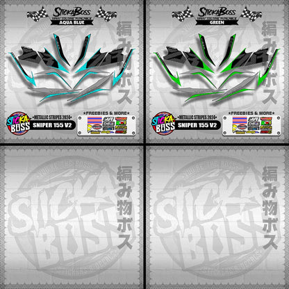 SNIPER 155 V2 DECALS ( METALLIC STRIPES 2024 ) [ PREMIUM GLOSSY LAMINATED ]【WITH FREEBIES】