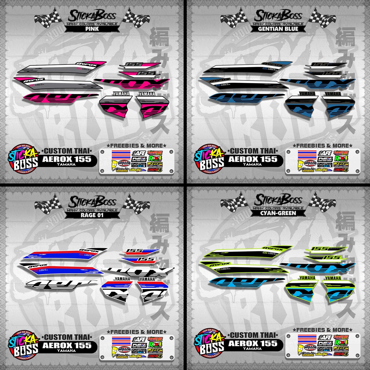 AEROX 155 DECALS ( CUSTOM THAI )【WITH FREEBIES】