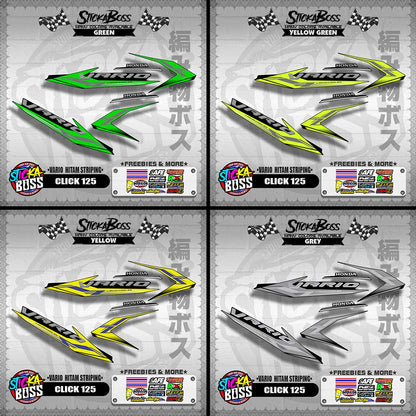 CLICK 125 DECALS ( VARIO HITAM STRIPING ) [ PREMIUM GLOSSY LAMINATED ]【WITH FREEBIES】