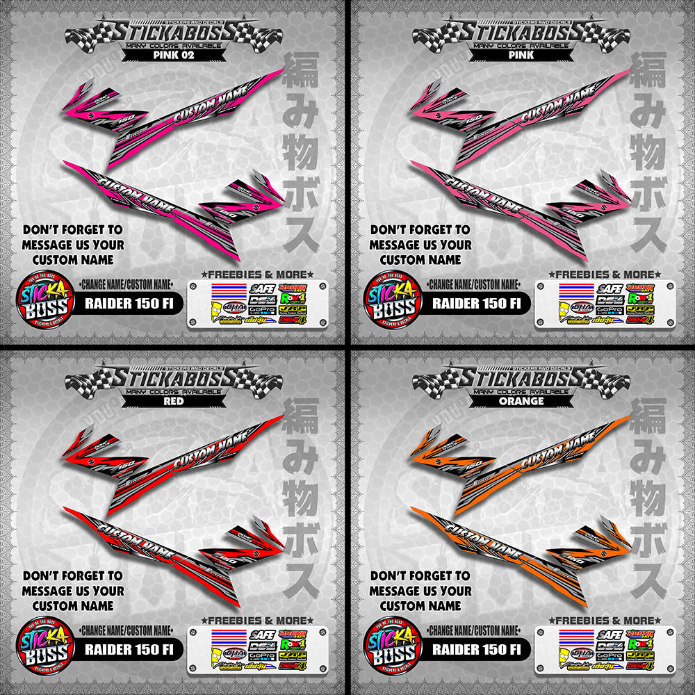 RAIDER 150 FI DECALS ( CHANGE NAME/CUSTOM NAME )【WITH FREEBIES】